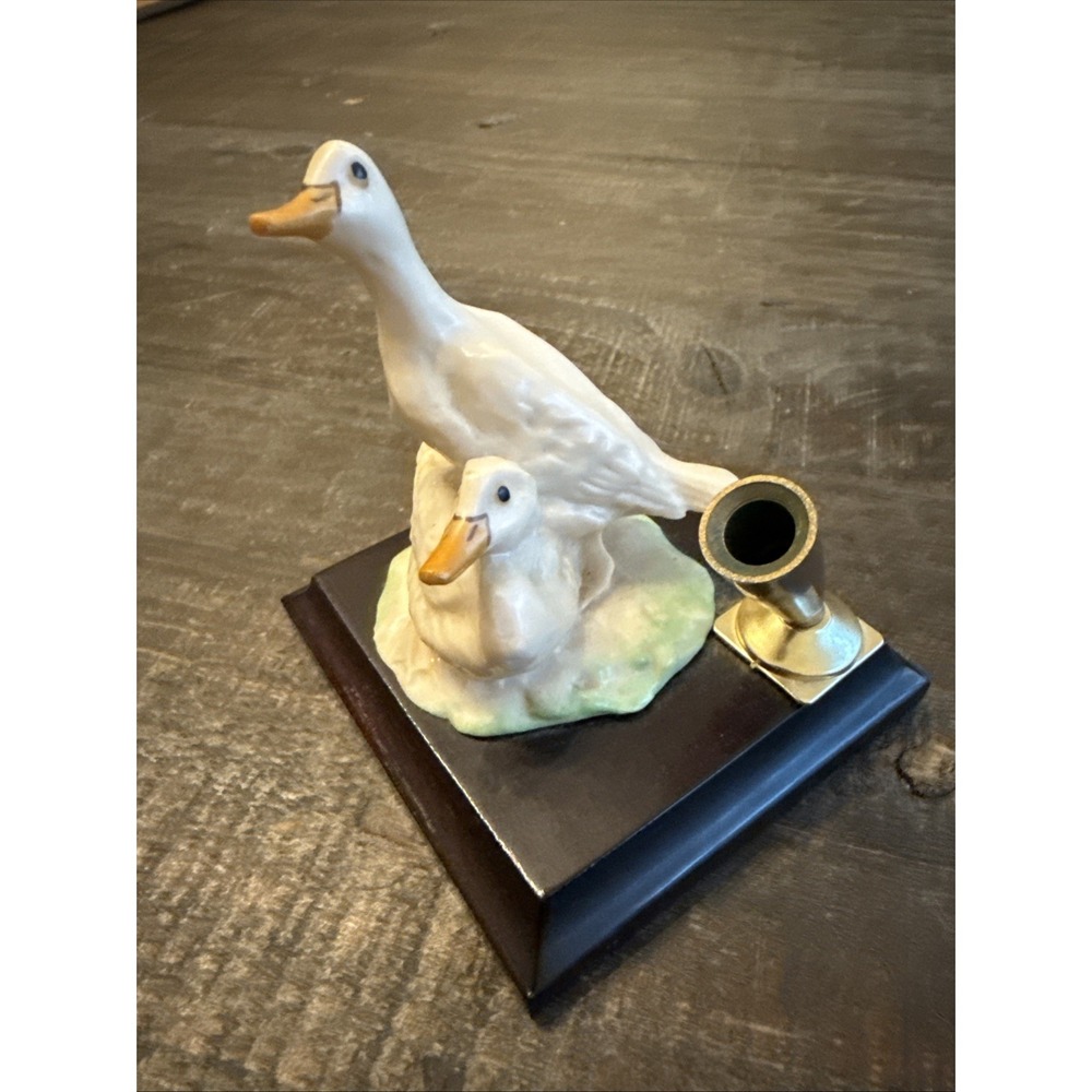 Miriam Italian Capodimonte Duck Sculpture Pen Holder For‎ Desk Vintage